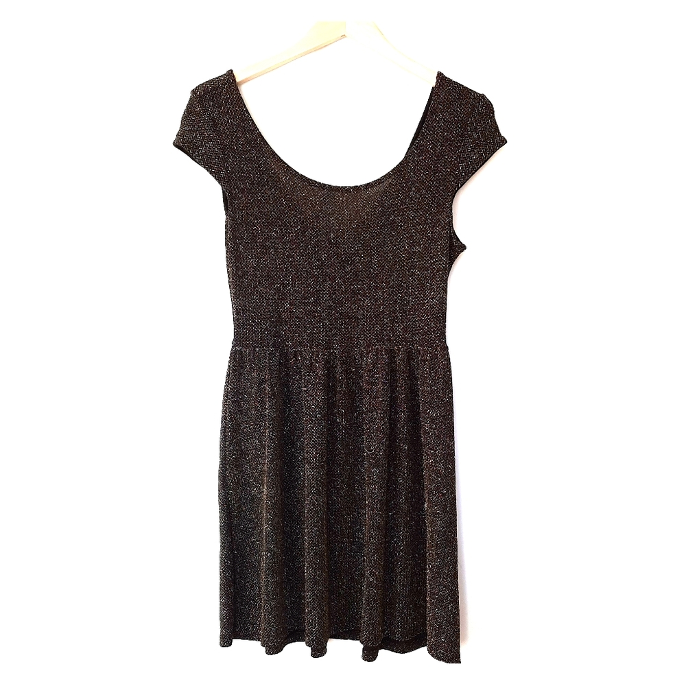 One Clothing | Black & Gold Ruffled Waist Dress